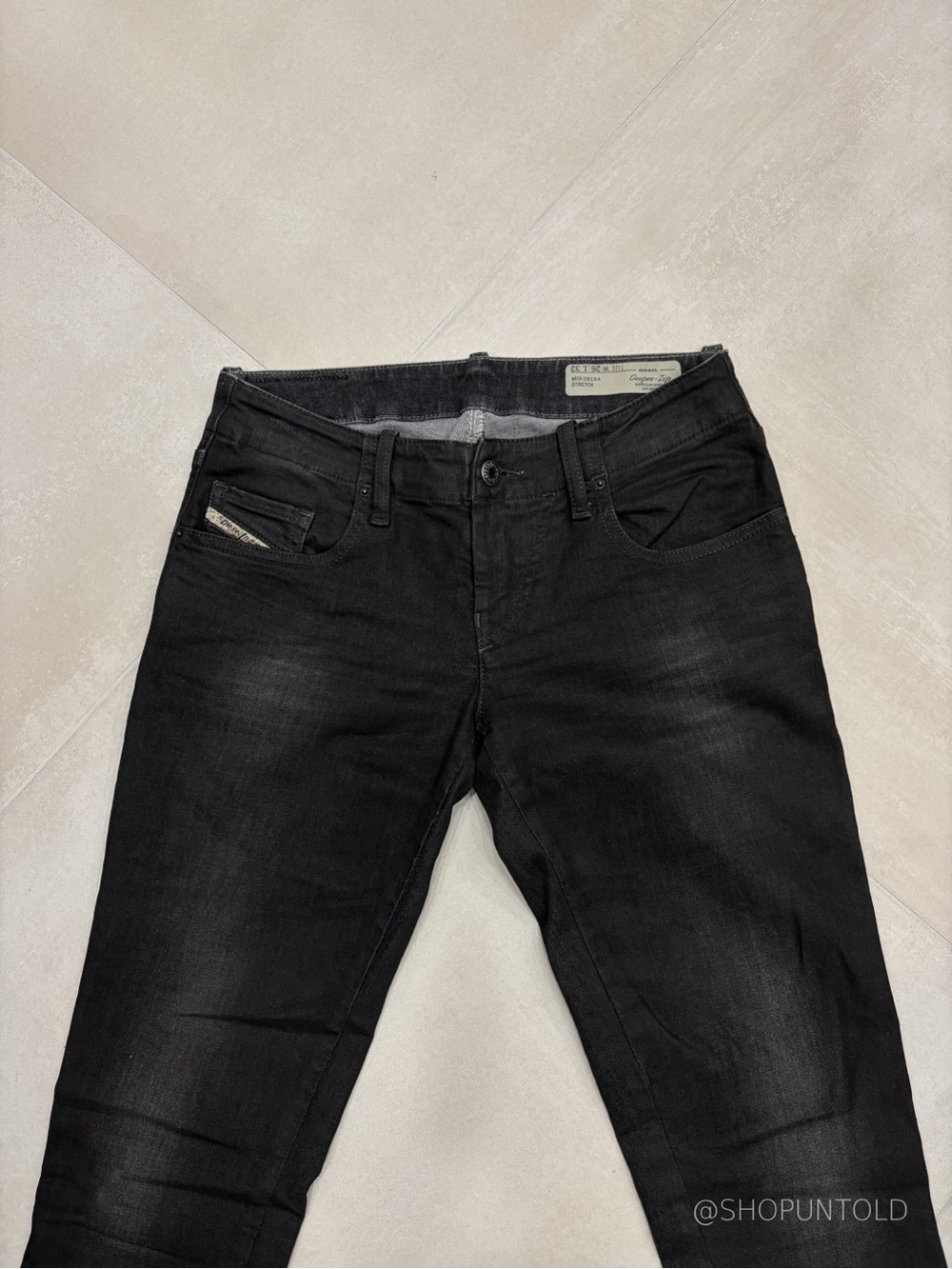 DIESEL — GRUPEE-ZIP SKINNY JEANS — WASHED BLACK 0816A